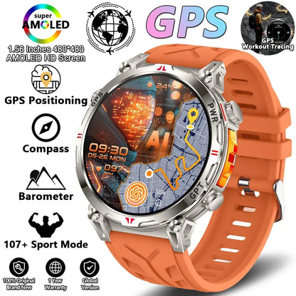 2026 New Outdoor Sports Smartwatch Men GPS Positioning 650mAh HD Call 1.56-inch AMOLED Screen Compass 5ATM Waterproof Watch Man - Urbizia