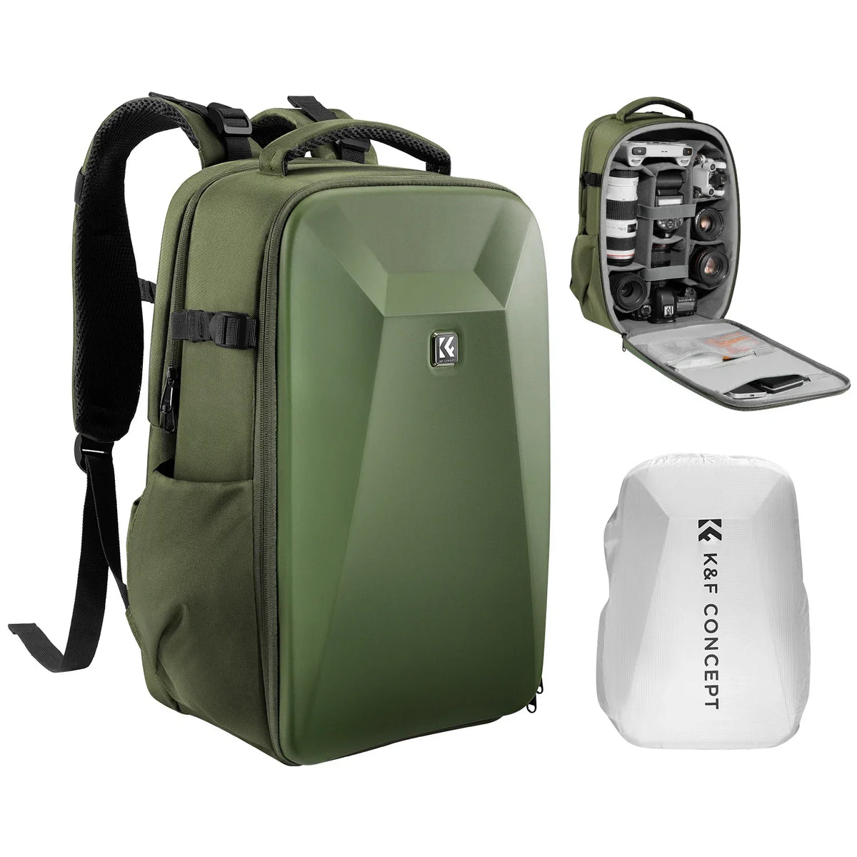 K&F CONCEPT 22L Camera Bag Large Capacity Travel Photography Backpack Waterproof Men's Backpack Bag DSLR/SLR Camera Rain Cover