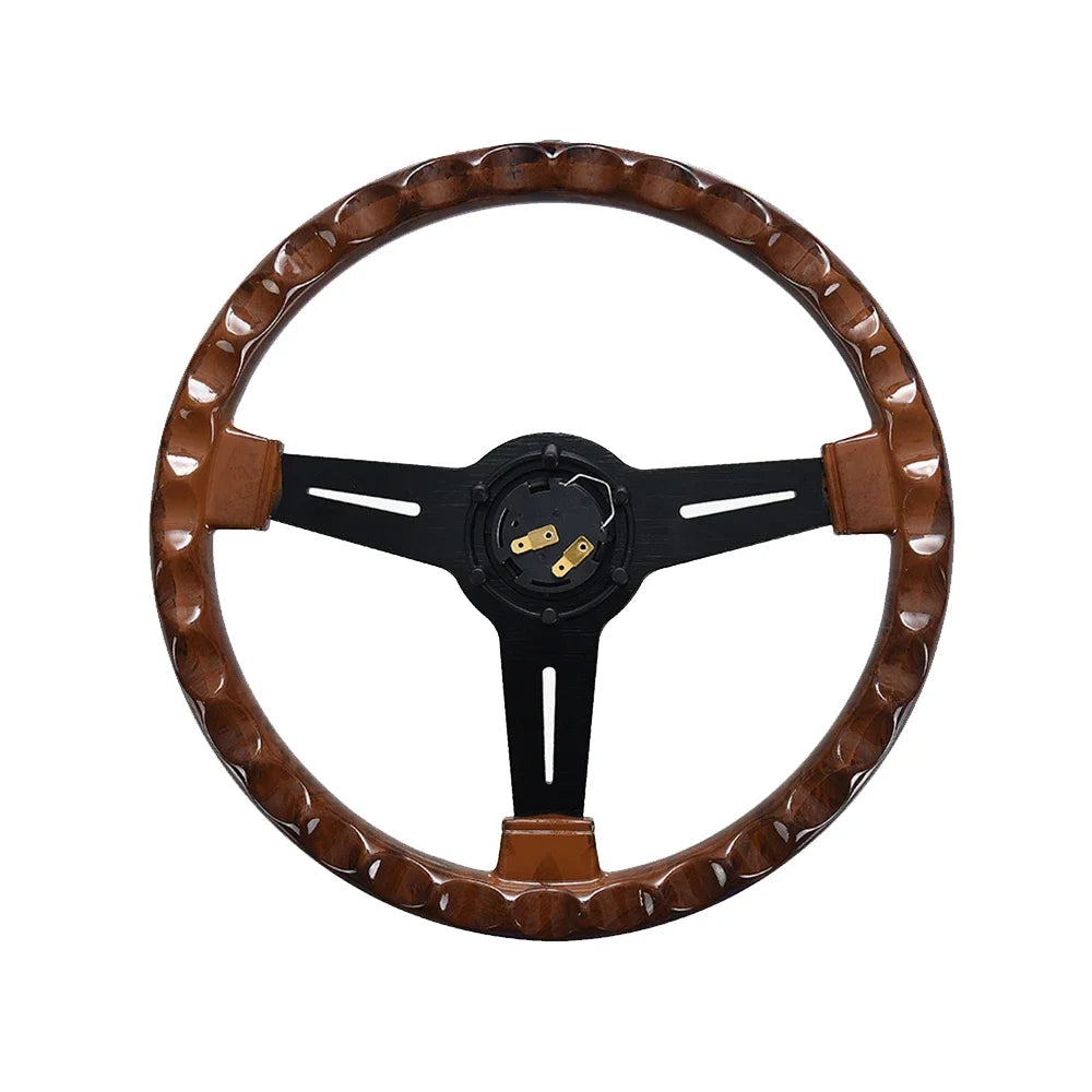 Universal 14 Inch Wood Grain Racing Steering Wheel 350mm Retro Deep Corn Drifting Sport Steering Wheels