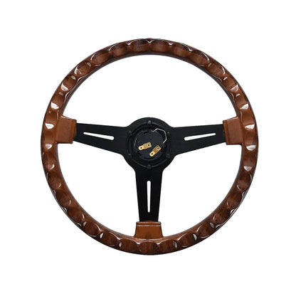 Universal 14 Inch Wood Grain Racing Steering Wheel 350mm Retro Deep Corn Drifting Sport Steering Wheels