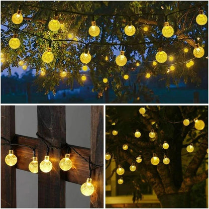 Outdoor Solar Light String LED Crystal Bubble Ball Light Waterproof Multi-mode Solar Courtyard Garden Party Decoration Light