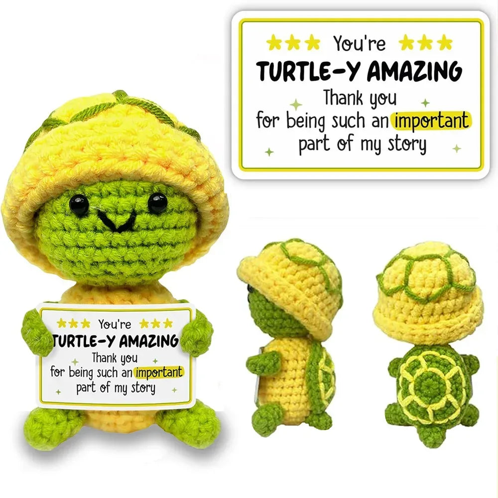 Positive Energy Crochet Doll Pocket Hug Handmade Knitted Plush Potato Plant Avocado Bee Turtle Duck Funny Emotional Support Gift - Urbizia