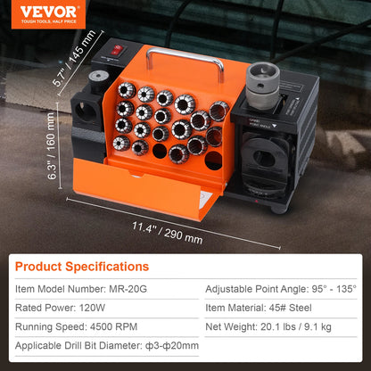 SucceBuy Drill Bits Sharpener MR-13A MR-13B MR-20G Mill Grinder Portable Sharpening Machine with 18/11 Collets For Workshop