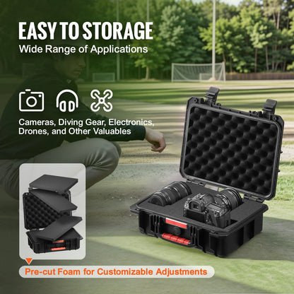 SucceBuy IP67 Weatherproof Hard Case Heavy Duty Protective Case w/ Pre-cut Foam and Handles for Travel Hunting Military Cameras
