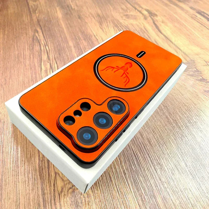 PU Leather MagSafe Wireless Charging Case Samsung Galaxy
