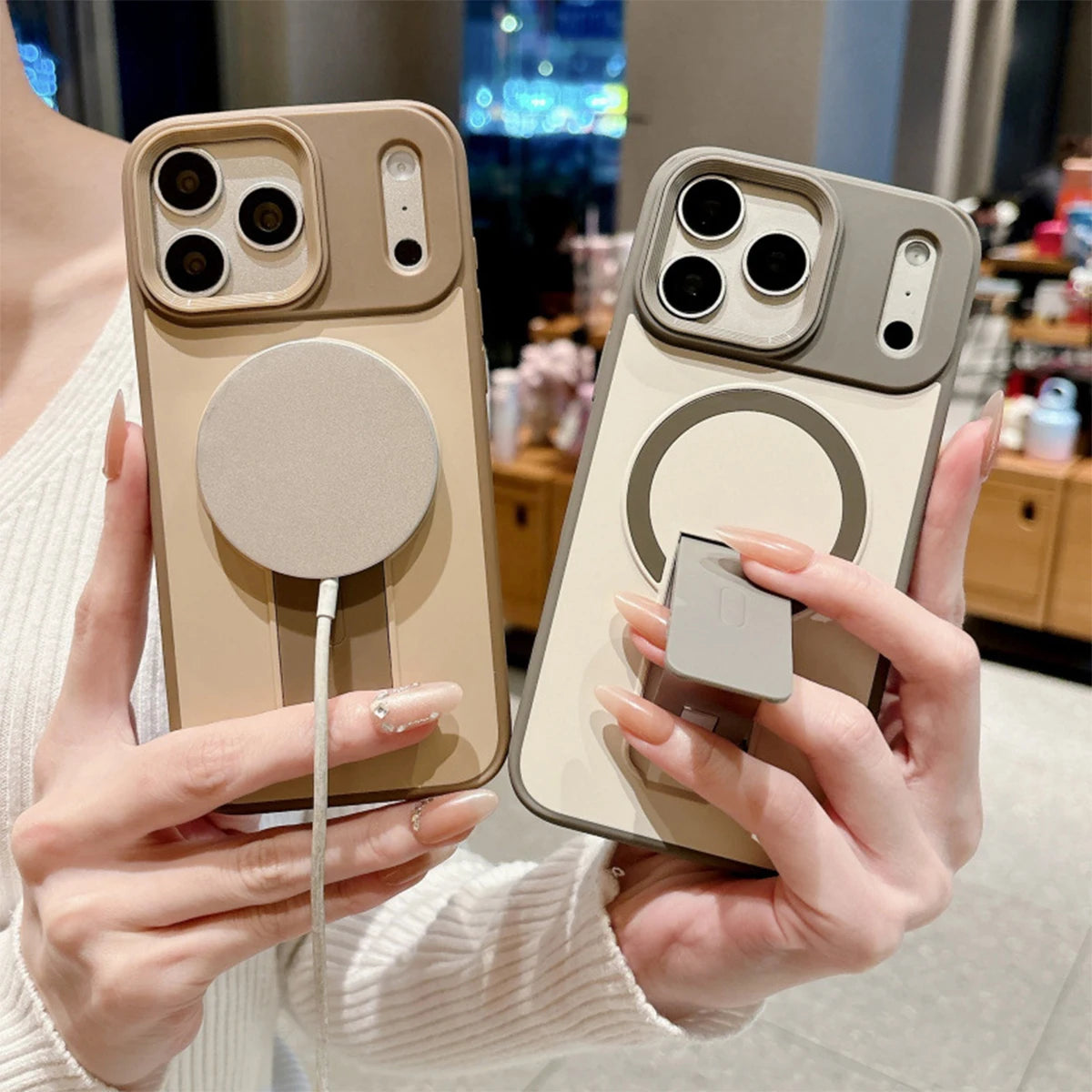 Skin-Feel Anti-Fingerprint Phone Case, Invisible Magnetic Stand Shockproof Cover, Compatible with iPhone 18/17 Pro Max/16E/15/14/13/12/11/Air/Plus/Pro, Supports Magnetic Charging & Magnetic Accessories
