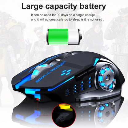 Rechargeable Wireless Gaming Mouse Silent Backlight E-Sports Bluetooth and 2.4G USB Mouse for Laptop Macbook PC Game Office