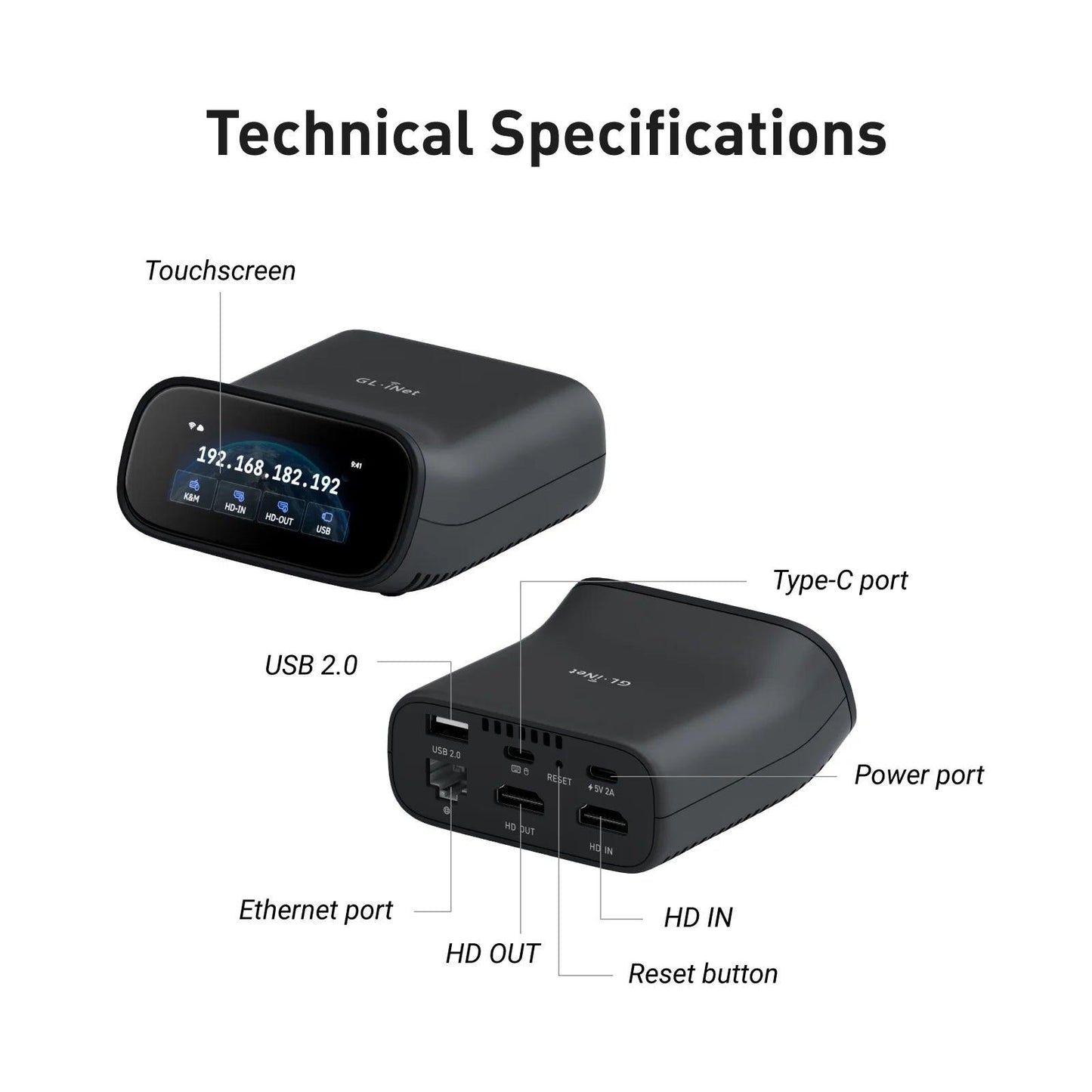 GL.iNet Comet Pro (GL-RM10) Remote KVM Over Wi-Fi, Dual Band Wi-Fi 6, 4K 30FPS Passthrough, Touchscreen, 32GB eMMC,Tailscale Support Remote Access Control and ATX/fingerbot for Disaster Recovery, Home Office