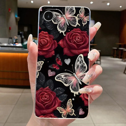 For iPhone 16e Case Clear Luxury Fashion Butterfly Flowers Soft TPU Silicone Jelly Back Cover for Apple iPhone 16e Phone Case