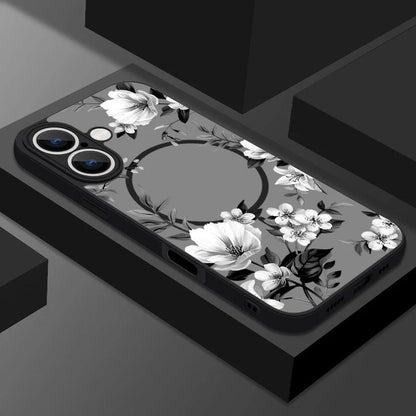 Translucent Matte Floral MagSafe Case for iPhone Series