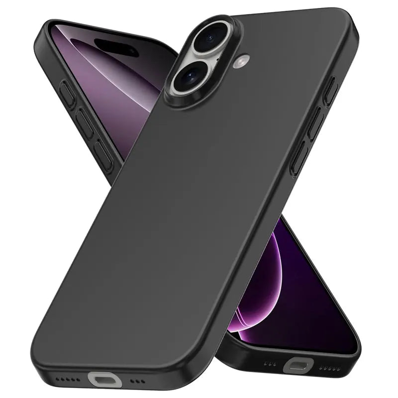 Luxury Black Matte Phone Case For iPhone 17 16 15 14 11 12 13 Pro Max 17 Air 15 Plus 13 Mini 16E Silicone Soft Back Cover Case