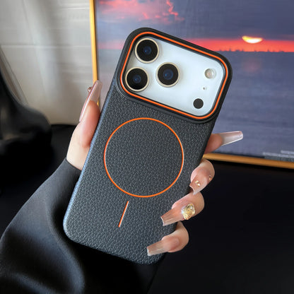 Litchi Pattern For Magsafe Leather Texture Phone Case For iPhone 17 16 15 14 13 12 11 Pro Max Air Plus Magnetic Shockproof Cover