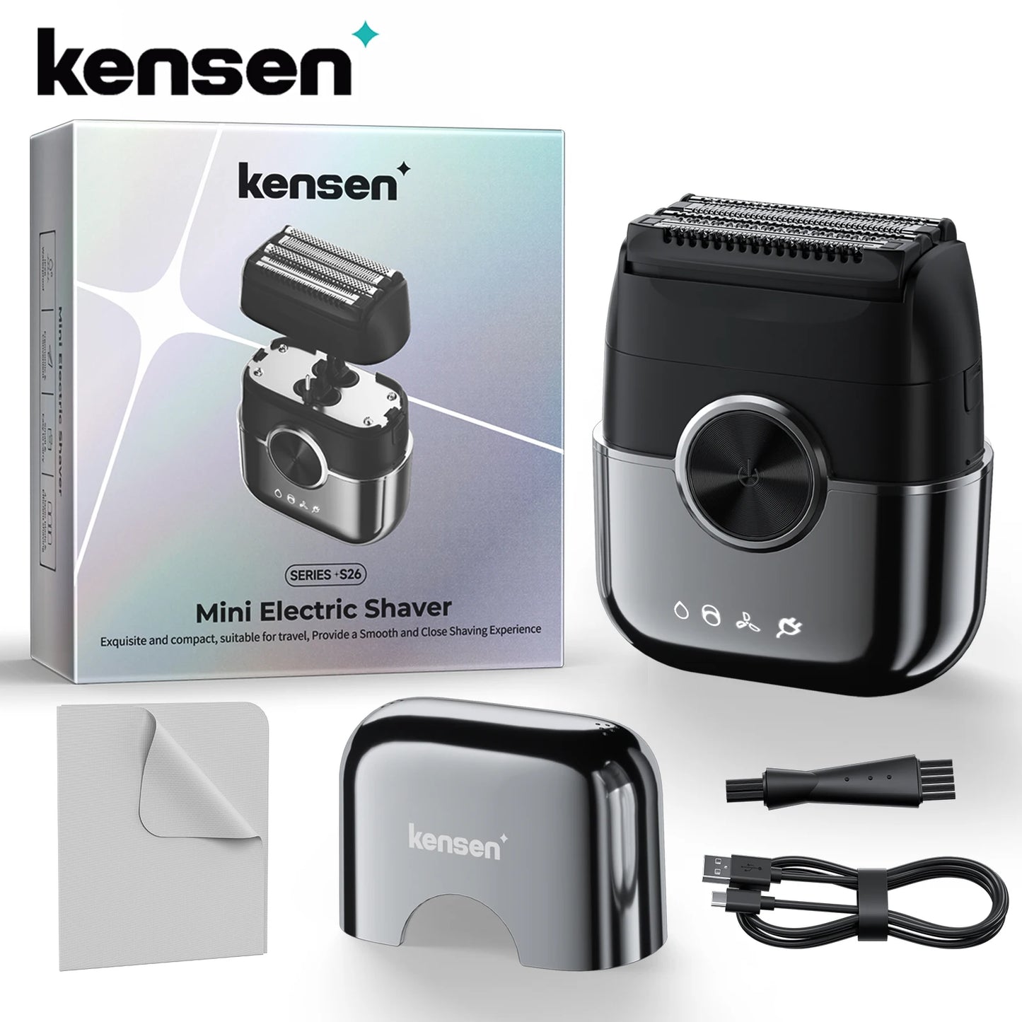KENSEN S26 Electric Shaver for Men 4D Floating Blades Foil Shavers Waterproof 8000RPM Beard Trimmer Portable Mini Electric Razor