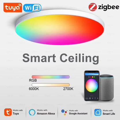 Tuya Zigbee 3.0 Smart Ceiling Light Wifi RGBCW Led Ceiling Lamp Livingroom Home Decoration Smart Lamp For Alexa, Google Home - Urbizia