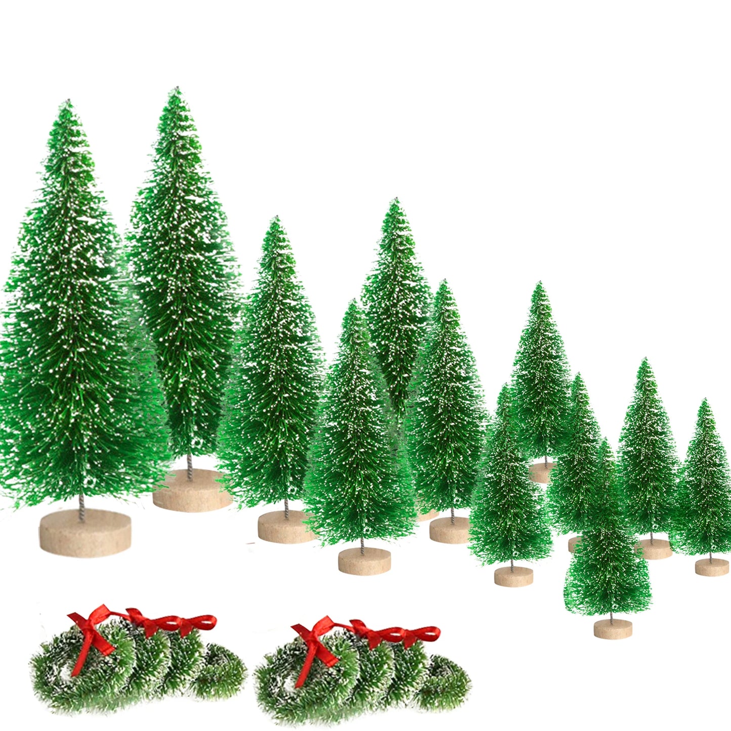Mini Christmas Trees & Wreaths Decoration Set