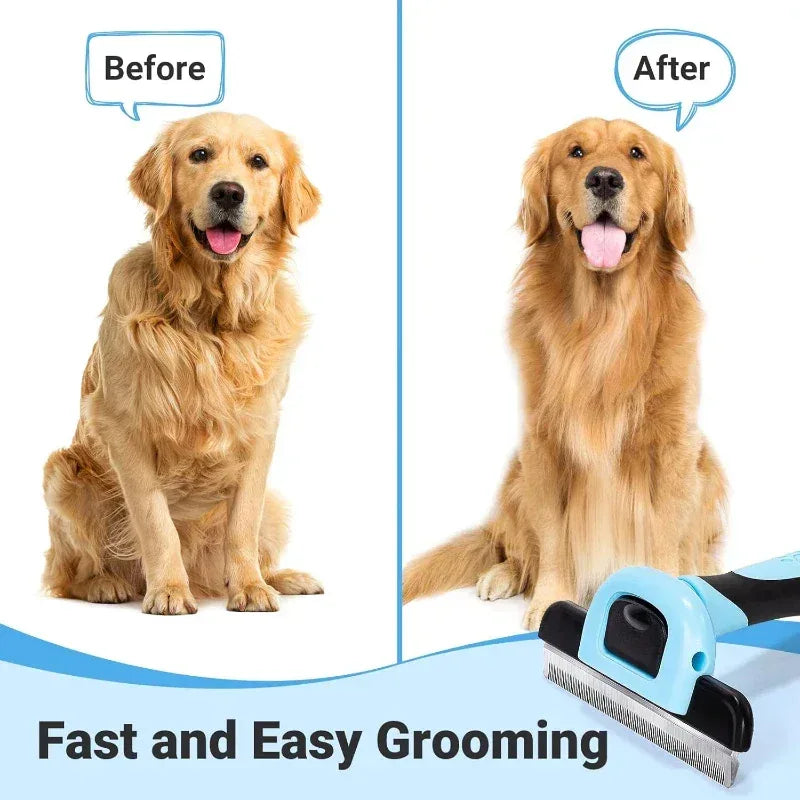 Pet Grooming Brush-Double Sided Shedding and Dematting Undercoat Rake Comb for Dogs and Cats Grooming and Care Deshedding Tool - Urbizia