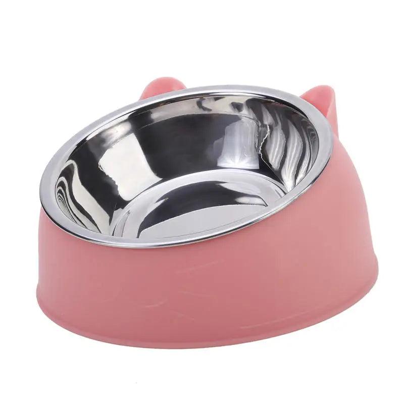 Inclined Stainless Steel Cat and Dog Feeding Bowl