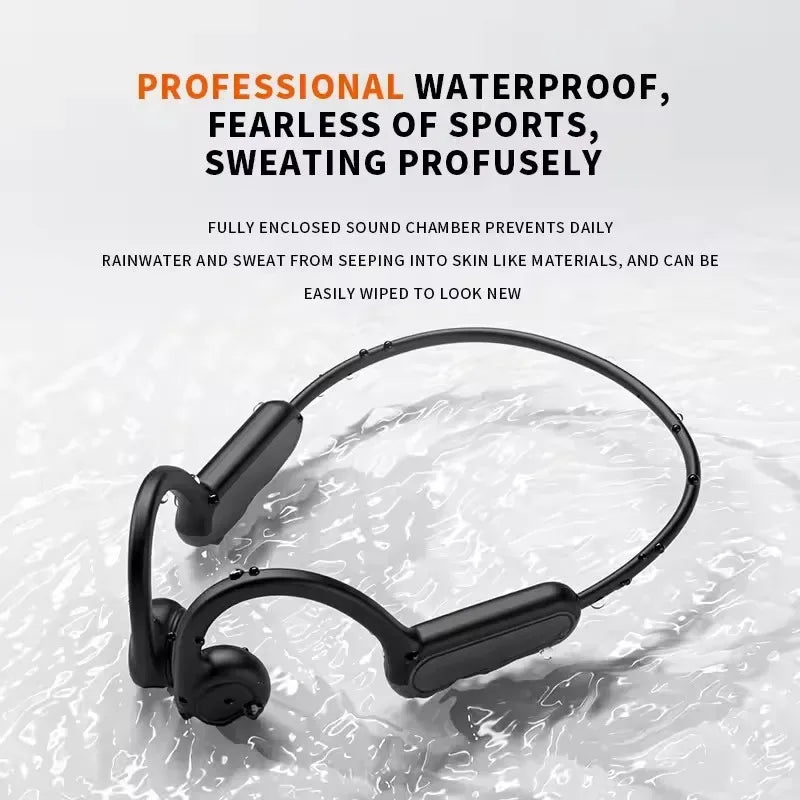 NEW Real Bone Conduction Sport Headphone Wireless Earphone Bluetooth-Compatible Headset Hands-free with Mic for Running - Urbizia