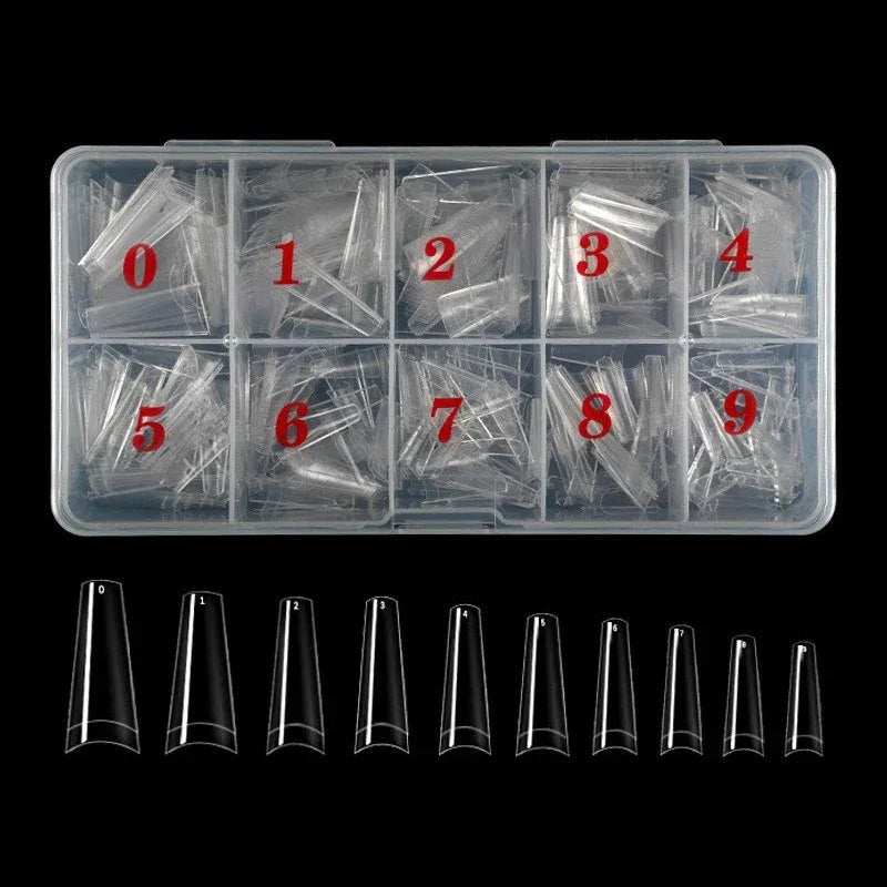 500pcs french Coffin Dancer Nail Tips Acrylic Nail Artificial Half False Flakes Nail Tips,10 Sizes with Clear Plastic Box for Na