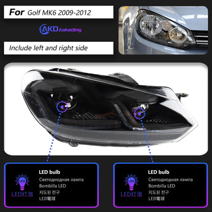 AKD Car Styling LED Head Lamp for Volkswagen Golf 6 Headlights 2009-2012 GOLF VI MK6 LED Headlight DRL Signal Lamp Automotive Accessories