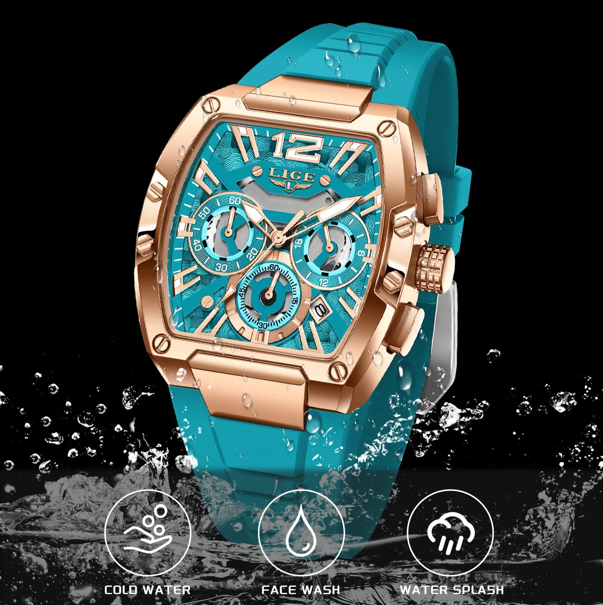 LIGE Original Brand Fashion Mens Watches Sport Military Chronograph Calendar Silicone Strap Quartz Wristwatch Relogio Masculino