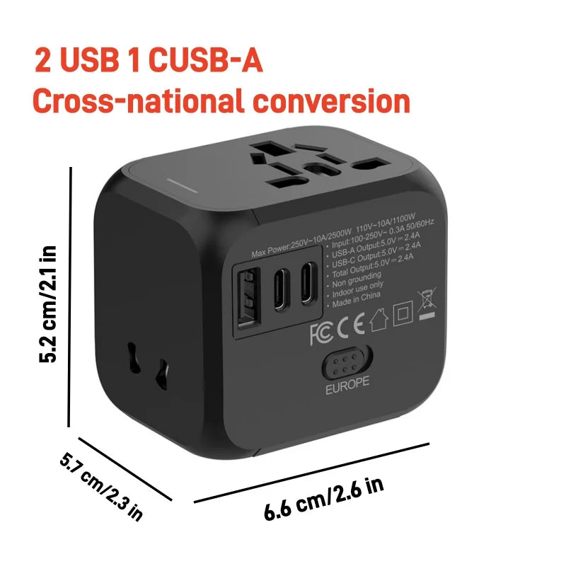 Universal Travel Adapter Power Plug Converter EU US UK AU All in One International Charger Wall Charger for Smartphone Laptop