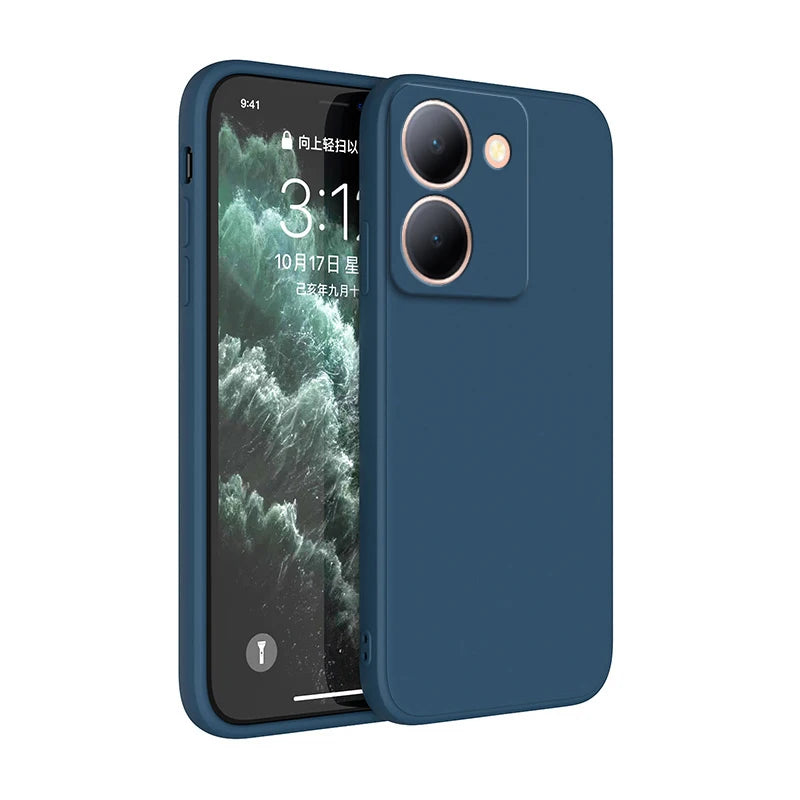 Pure Candy Phone Cover for VIVO Y36 Y27 Y78 4G 5G Luxury Shockproof Original Liquid Silicone Internal Flocking Soft Case Housing