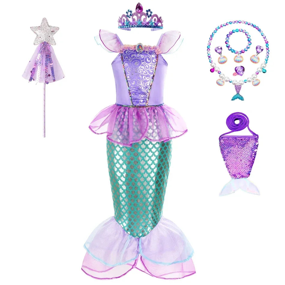 Mermaid Birthday Party Dress – Summer Girl Mermaid Costume for Kids 2-10 Yrs, Anime Cosplay & Fantasy Gown