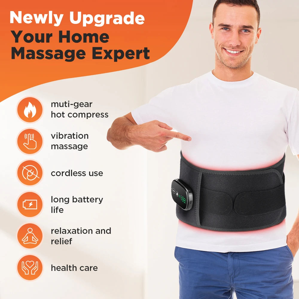 Heating Vibration Massager Belt Red Light Hot Compress Waist Support Brace Waist Back Massage Lumbar Support Belt