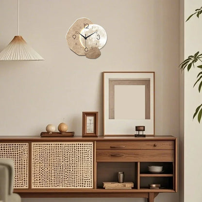Modern Simple Silent Wall Clock, Moon Design - Quartz Movement, Wooden Material, for Bedroom, Living Room or Office Decoration - Urbizia