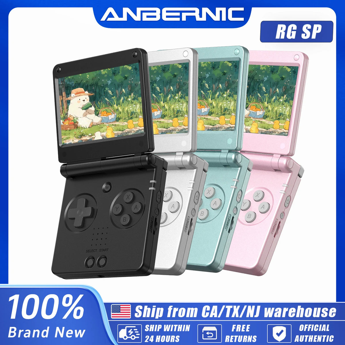 Anbernic RGSP 3.4'' IPS Screen Flip Handheld Console Linux System HDMI-compatible TV Output Clamshell Game Player 3300 mAh RG SP