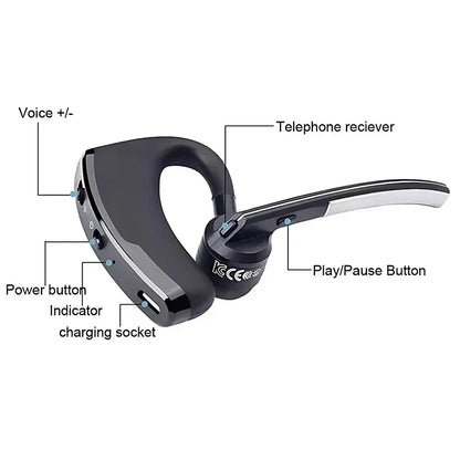 New V8 Wireless Bluetooth Single Earphone With HD Mic Stereo Headset Handsfree Call Business Headphone For Sports Driving Travel - Urbizia