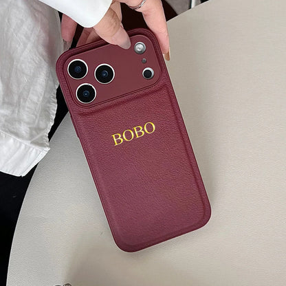 Personalized Luxury Customized Name 3D DIY Hot Engrave Faux Leather Phone Case For iPhone 17 16 15 14 13 Pro Max Plus Air