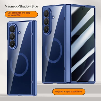 For Samsung Galaxy Z Fold 7 electroplated magnetic case with integrated tempered glass front film anti-fingerprint phone case