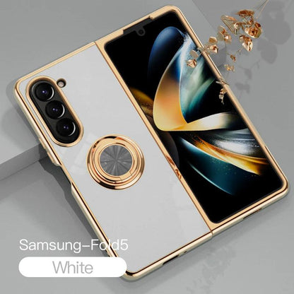 Plating Silicone Case for Samsung Galaxy Z Flip 5 4 3 Z Fold 5 ZFold ZFlip Fold5 Fold4 Flip5 Flip4 Flip3 Cover with Ring Holder