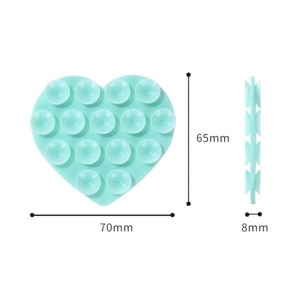 Silicone Sucker Mobile Phone Fixed Pad Hand-Free Heart-shape Suction Cup Bracket Strong Adsorption Phone Accessories