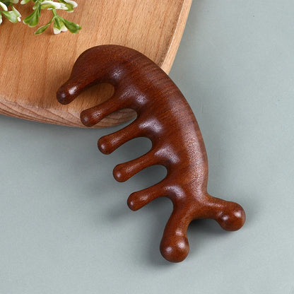 Wooden Massage Comb Head Meridian Scalp Combs Face Eye Shoulder Neck Scraping Treatment Hair Loss Anti-static Wide Tooth Comb