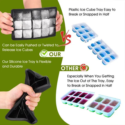 15 Grid Silicone Ice Cube Tray Large Freezer Mold