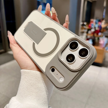 Skin-Feel Anti-Fingerprint Phone Case, Invisible Magnetic Stand Shockproof Cover, Compatible with iPhone 18/17 Pro Max/16E/15/14/13/12/11/Air/Plus/Pro, Supports Magnetic Charging & Magnetic Accessories