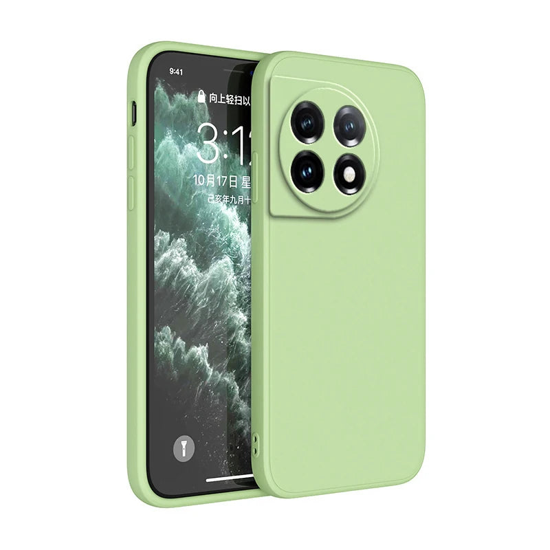 Soft Back Cover Phone Case for Oneplus 11 11R 5G Candy Color Liquid Silicone Funda Luxury Straight Edge Original Protect Housing