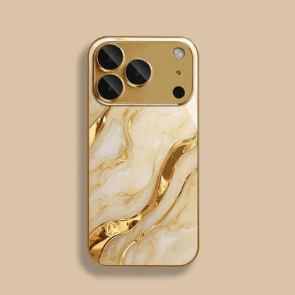 iPhone Golden Marble Glass Case – Full Coverage