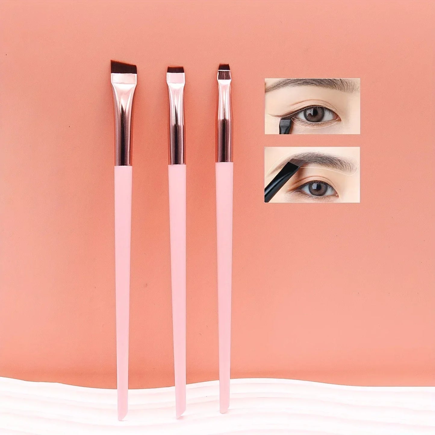 3Pcs Precision Eyeliner & Eyebrow Brush Set