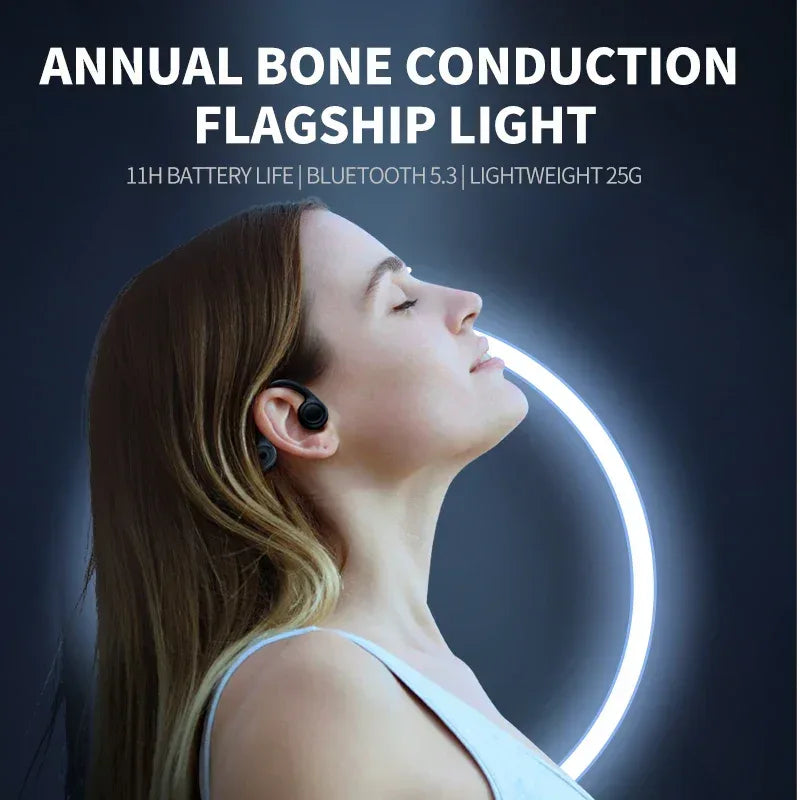 2025 True Bone Conduction Earphones Bluetooth 5.3 Sports Wireless Headphones Ear Hook Waterproof Headset for Running Driving - Urbizia