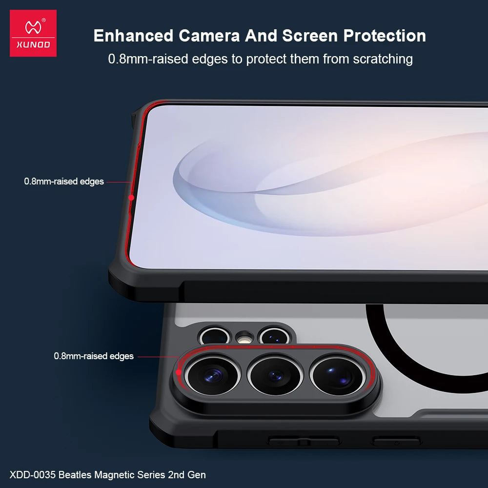 Xundd For Samsung Galaxy S25 S26 Ultra S26 Plus Magnetic Ring Case Camera Protect Airbag Shockproof Shell with 360° Spin Holder