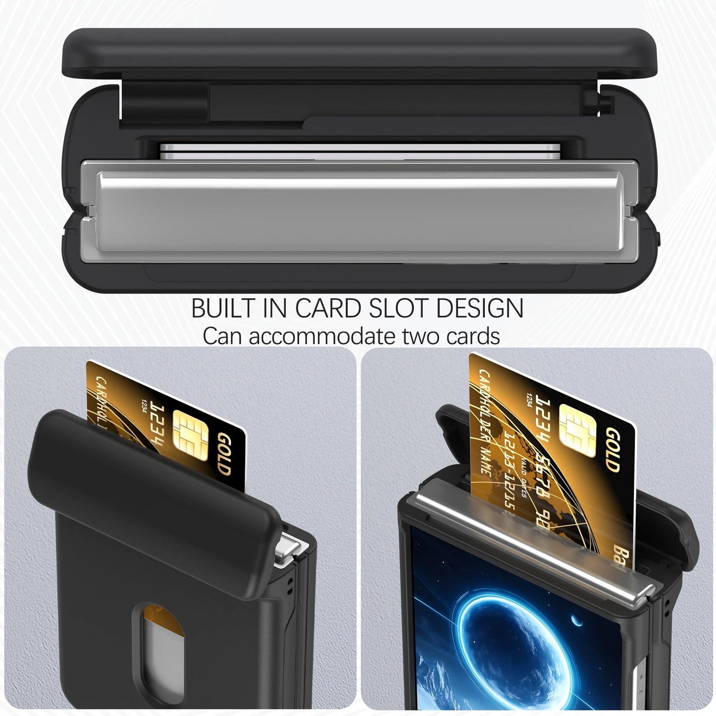 Phone Case for Samsung Galaxy Z Flip 8 7 6 5 4 3 Flip8 Flip7FE Card Slot Hinge Full-pack Anti-Drop Shockproof Protection Cover