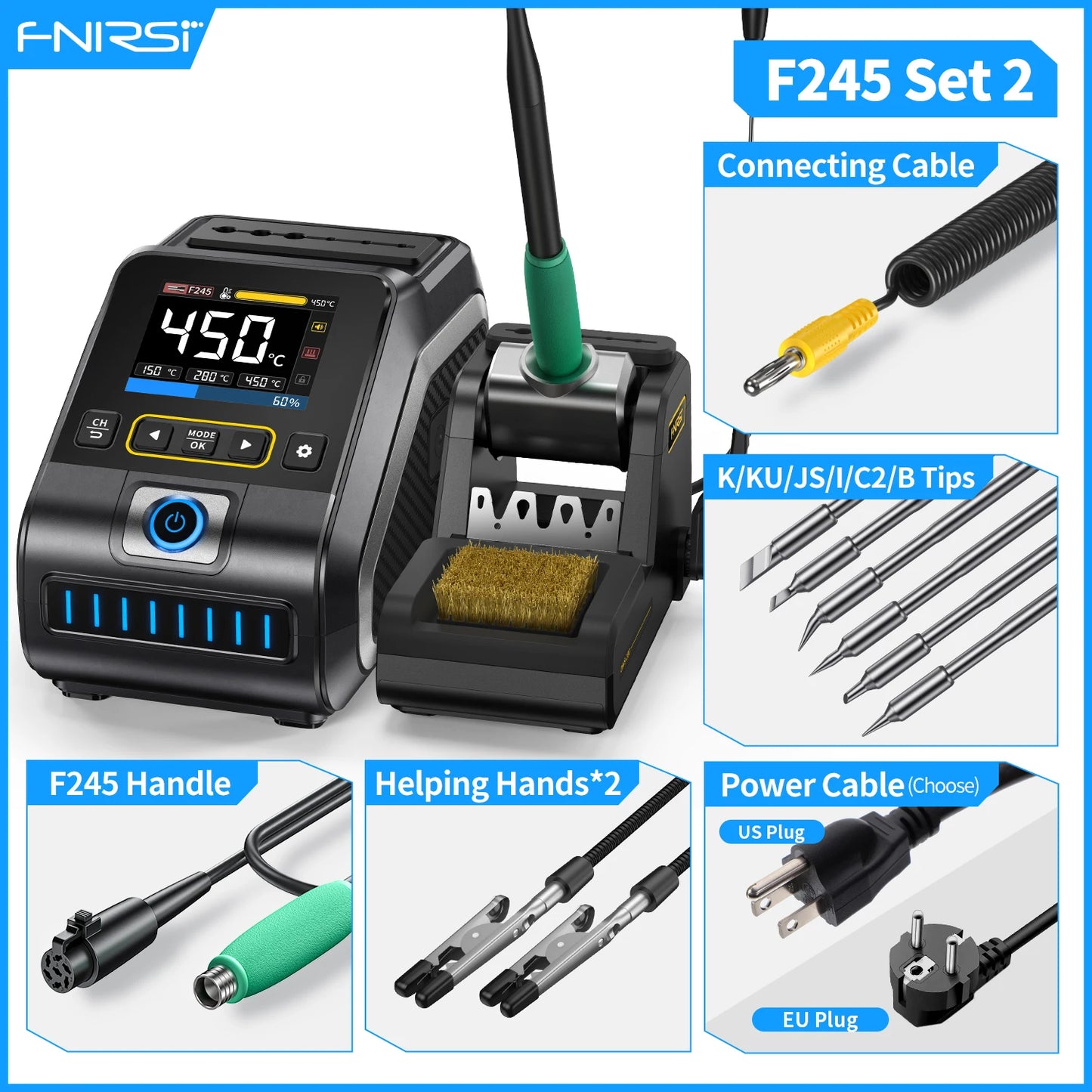 FNIRSI DWS-200 Soldering Station 200W C210 C245 Solder Iron Handle With Soldering Helping Hand Electronic Welding Rework Station