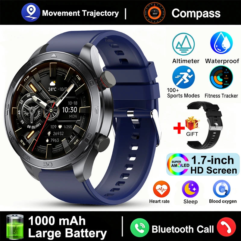 New GPS Track Smart Watch Men AMOLED Screen Outdoor Sports Fitness Heart Rate Compass IP68 Waterproof Bluetooth Call Smart Watch