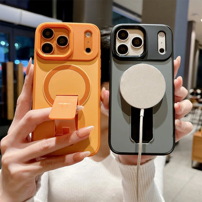 Skin-Feel Anti-Fingerprint Phone Case, Invisible Magnetic Stand Shockproof Cover, Compatible with iPhone 18/17 Pro Max/16E/15/14/13/12/11/Air/Plus/Pro, Supports Magnetic Charging & Magnetic Accessories