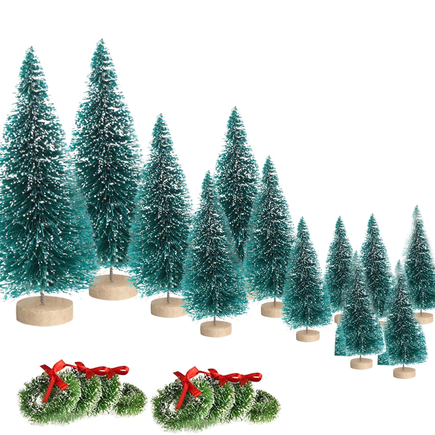 Mini Christmas Trees & Wreaths Decoration Set