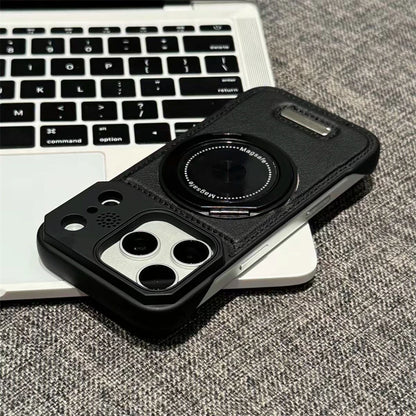 For Magsafe 360 Rotating Bracket Case for iPhone 18 Pro Max 17 16 15 14 13 12 Pro Magnetic Frameless Leather Aromatherapy Cover